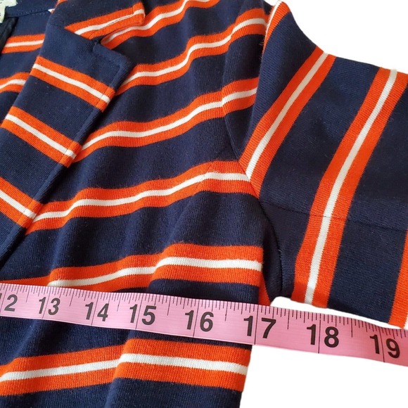 SOLD ~ J Crew Factory Blazer Women XSmall Navy Orange Striped Collar Pockets XS - Picture 10 of 11
